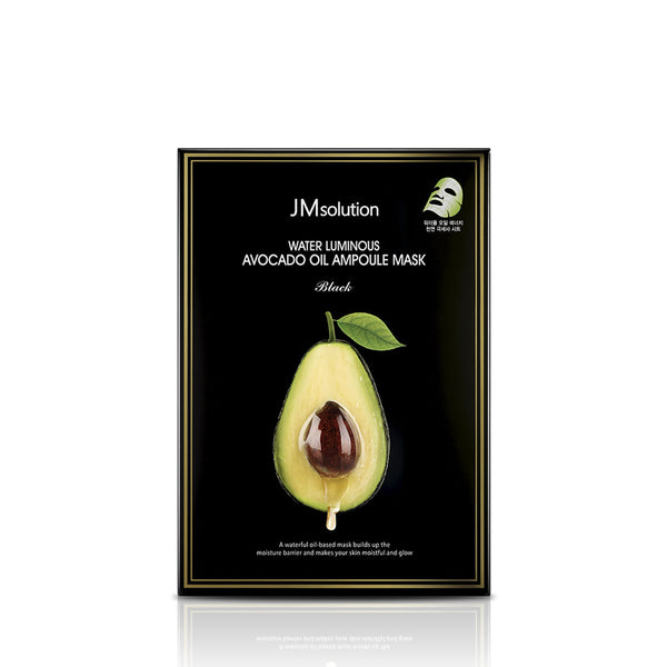 Jm Solutio Water Luminous Avocado Oil Ampoule Mask Black 10pcs